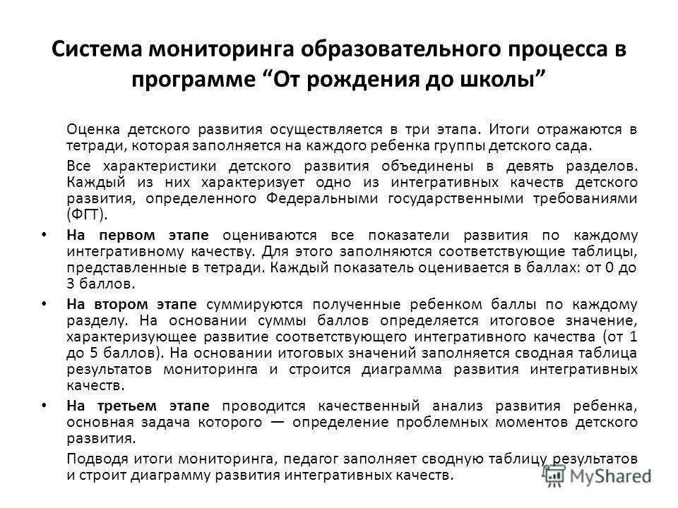 Мониторинг в подготовительной группе на начало года