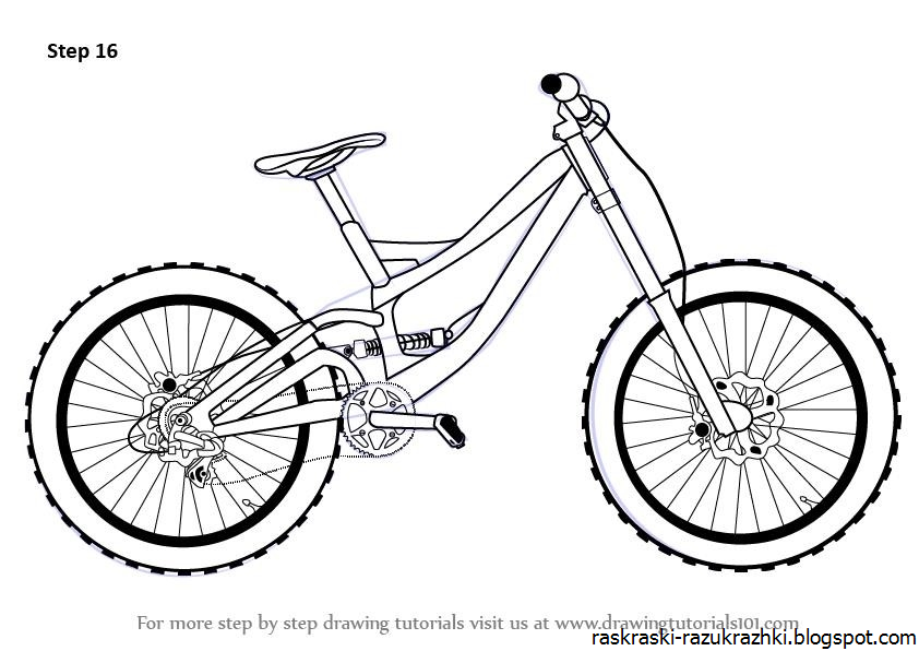 Картинка для раскрашивания велосипед