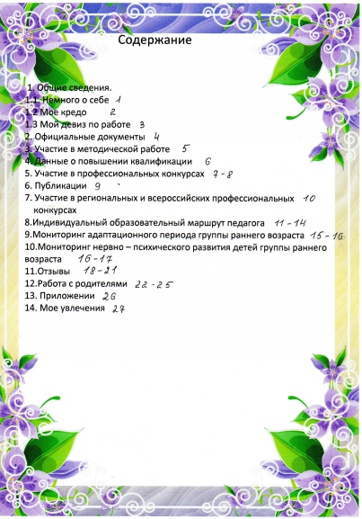 Как заполнить портфолио воспитателя детского сада образец