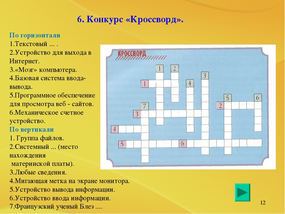 Разгадайте кроссворд персональный компьютер как система