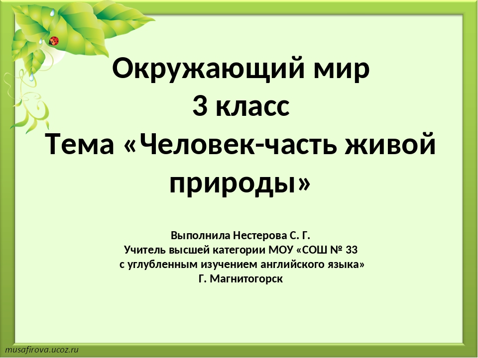 Конспект урока по окружающему миру 1 класс