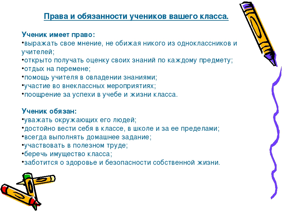 Проект по окружающему миру 4 класс декларация прав учащихся моего класса