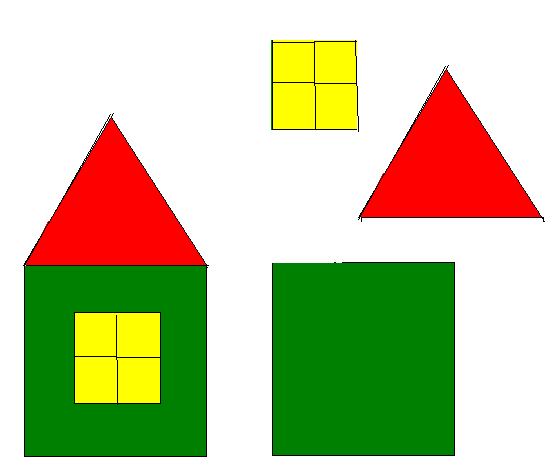 Схема дома из геометрических фигур для детей