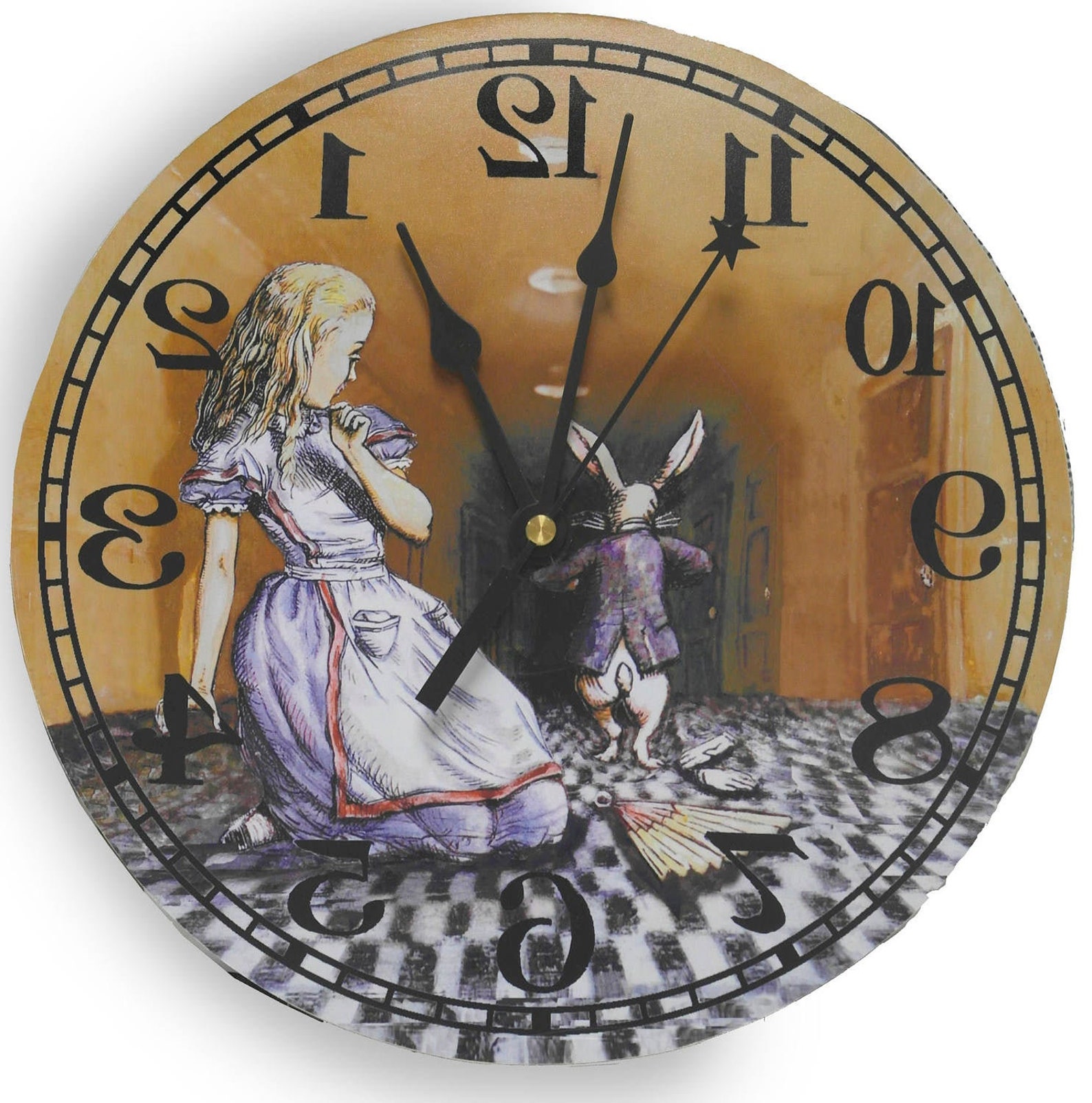 Купить алису без часов. Циферблат Алиса в стране чудес. Часы из сказки Алиса в стране чудес. Циферблат часов Алиса в стране чудес. Циферблат часов кролика из Алисы в стране чудес.