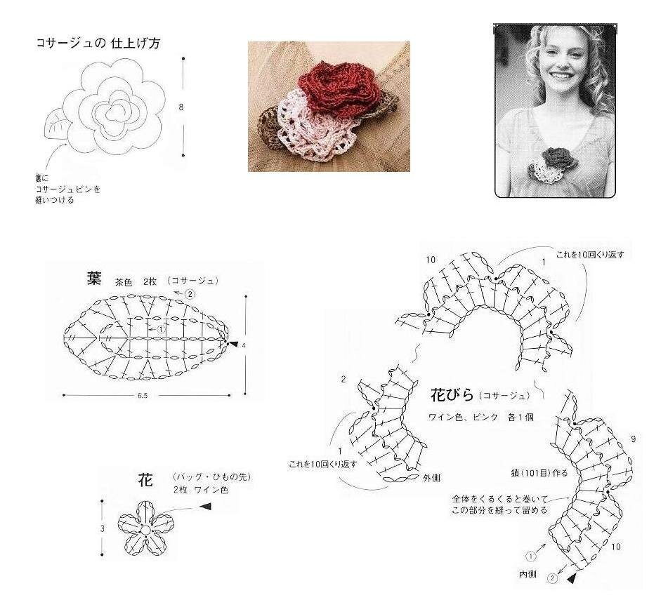 Брошка крючком схемы и описание