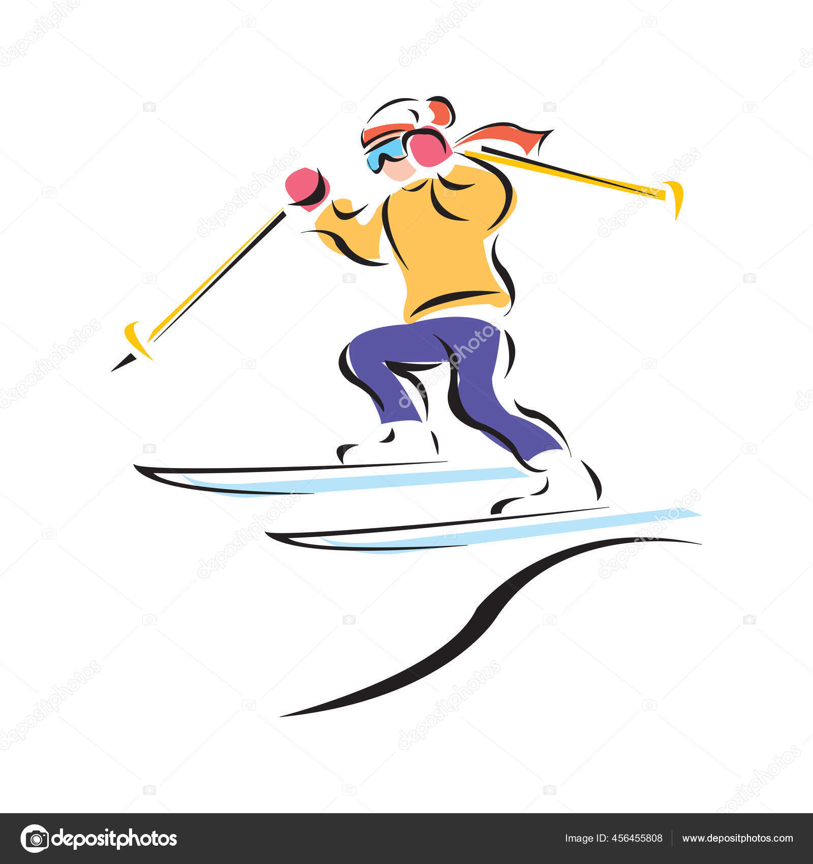 Рисунок лыжника в движении