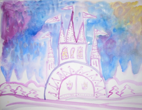 Принцесса в замке рисунок
