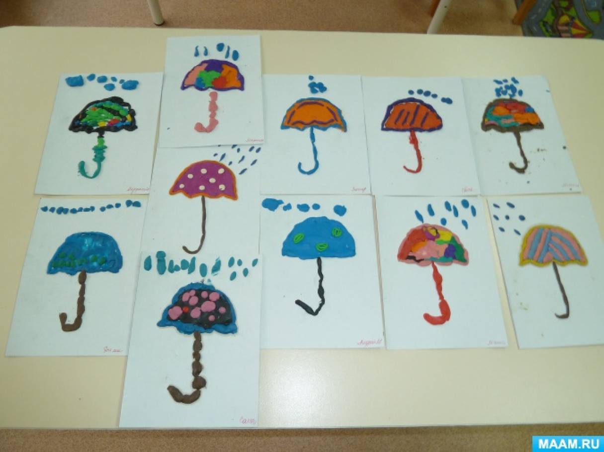Лепка зонтик средняя группа. Рисование зонтика в средней группе. Рисование зонтика в младшей группе. Рисование в младшей группе на тему зонтик. Рисование цветные зонтики в старшей группе.