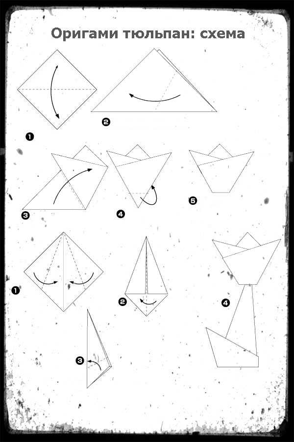 Оригами тюльпана из бумаги схема пошаговая инструкция