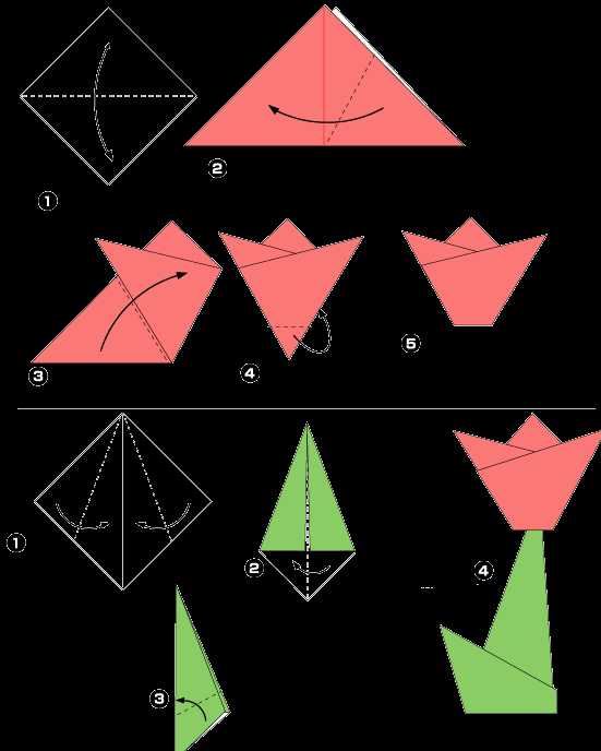 Тюльпан оригами схема пошагово